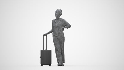photogrammetry 3D woman casual standing, realistic human model archviz FBX, wireframe back view