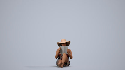 3D scanned woman pool, photorealistic archviz people for Enscape and SketchUp, side view render
