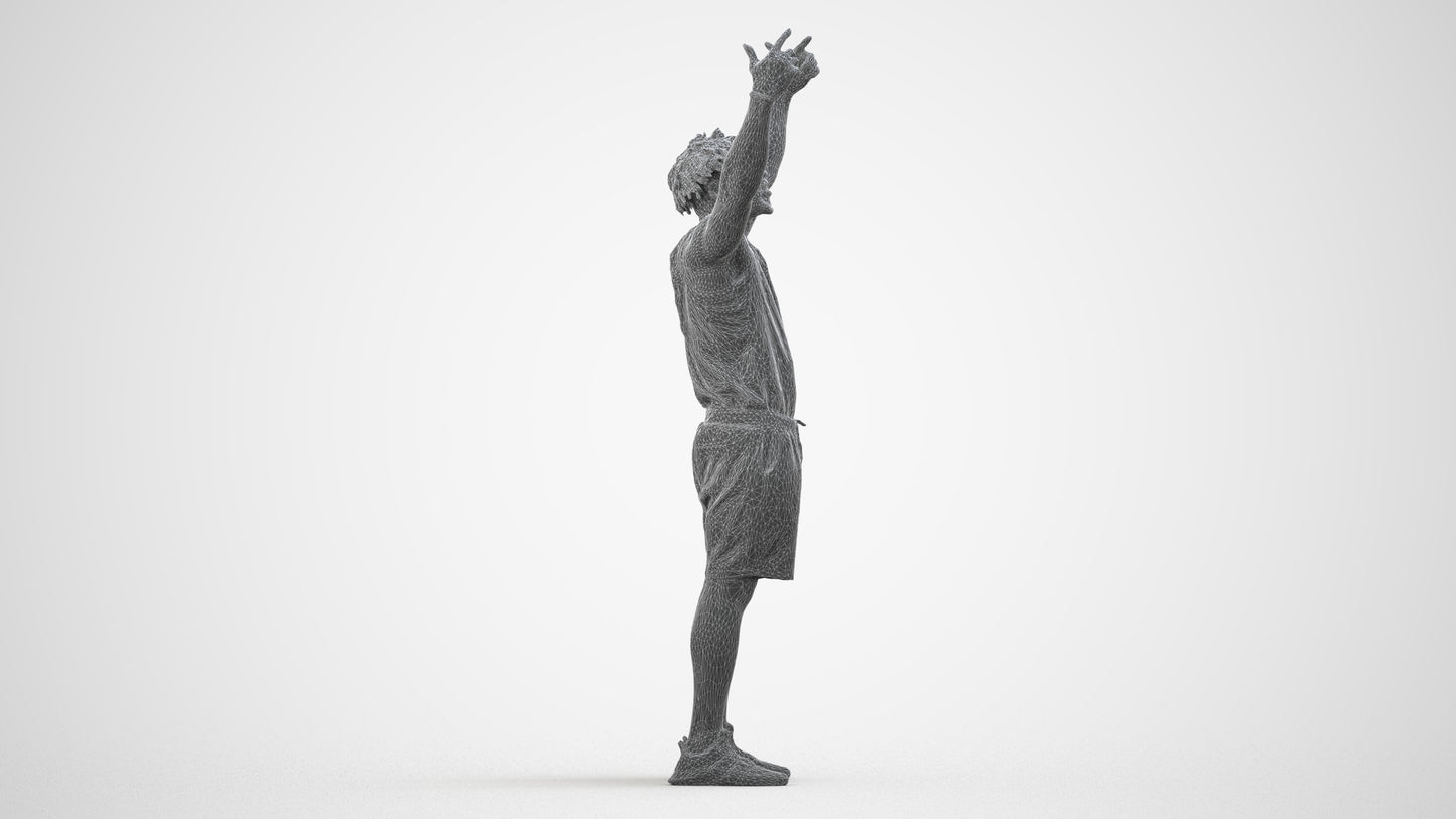 scanned 3D man sport, photogrammetry people for Enscape and V-Ray, wireframe side view