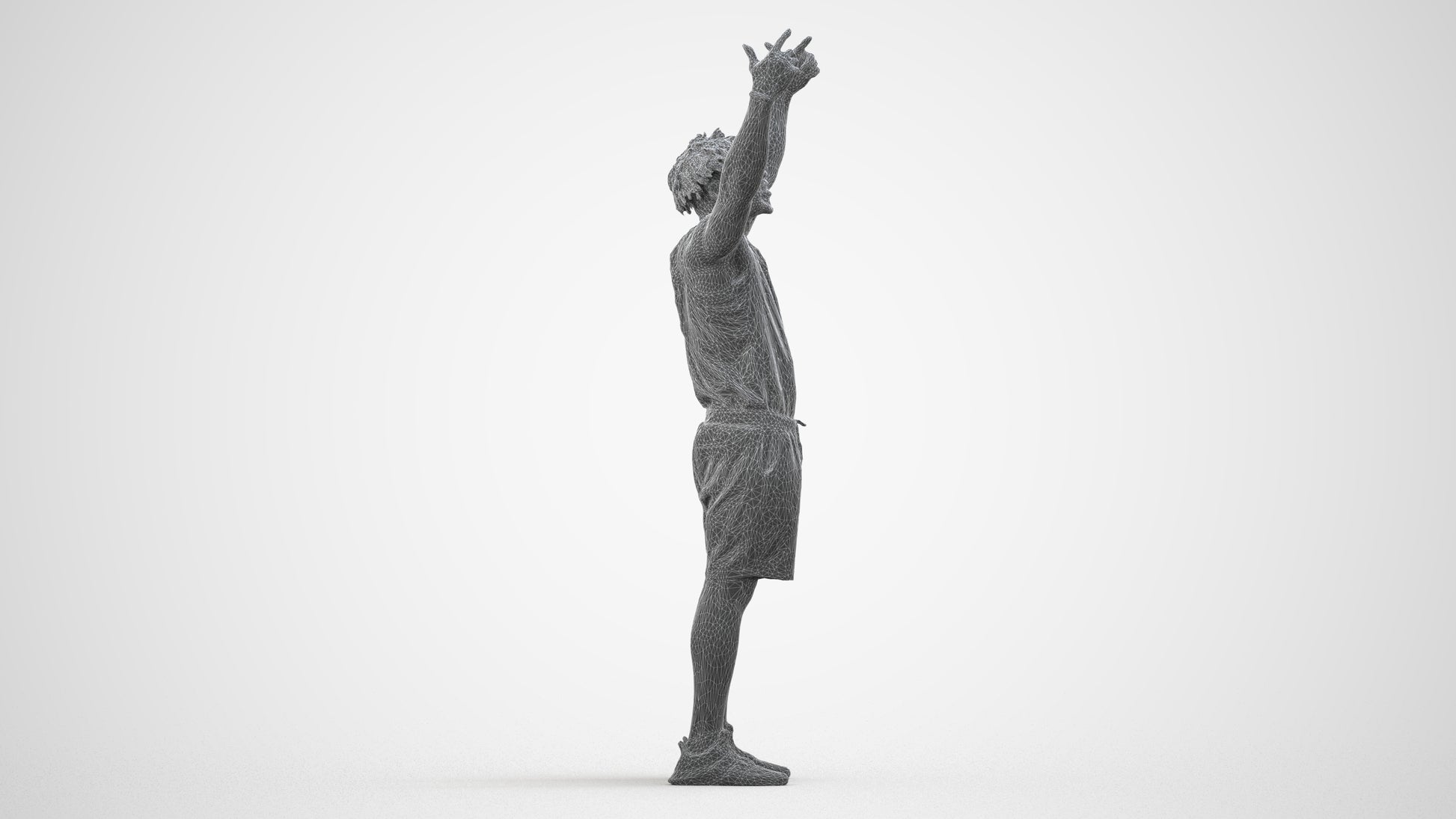 scanned 3D man sport, photogrammetry people for Enscape and V-Ray, wireframe side view
