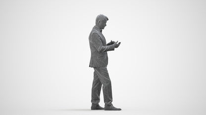 realistic 3D people man business, render-ready for V-Ray and Corona, FBX OBJ, wireframe side view