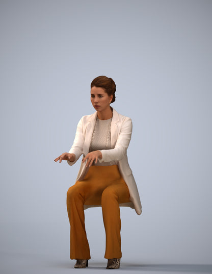 realistic 3D woman business sitting, scanned archviz people for Blender and 3ds Max