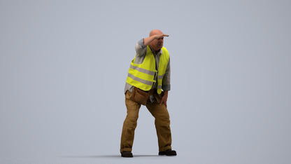 realistic 3D senior man standing, scanned archviz people for Blender and 3ds Max, side view render