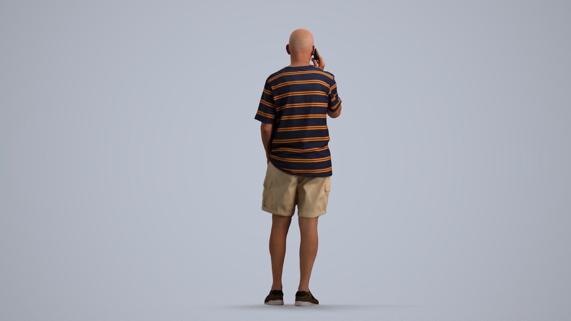 photogrammetry 3D senior man casual standing, realistic human model archviz FBX, front view render