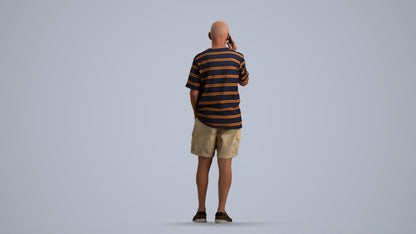 photogrammetry 3D senior man casual standing, realistic human model archviz FBX, front view render