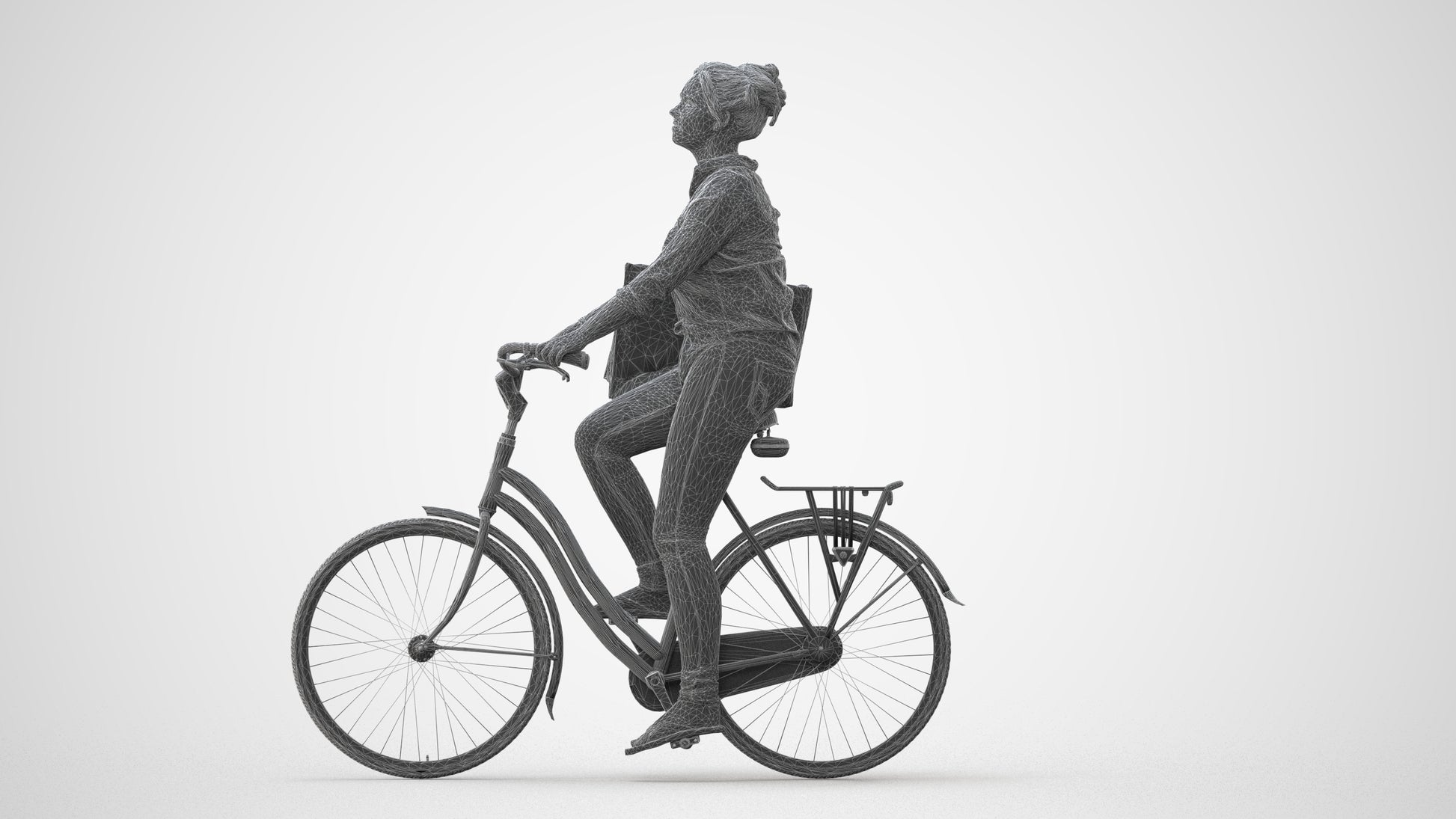 realistic 3D people woman casual cycling, render-ready for V-Ray and Corona, FBX OBJ, square thumbnail