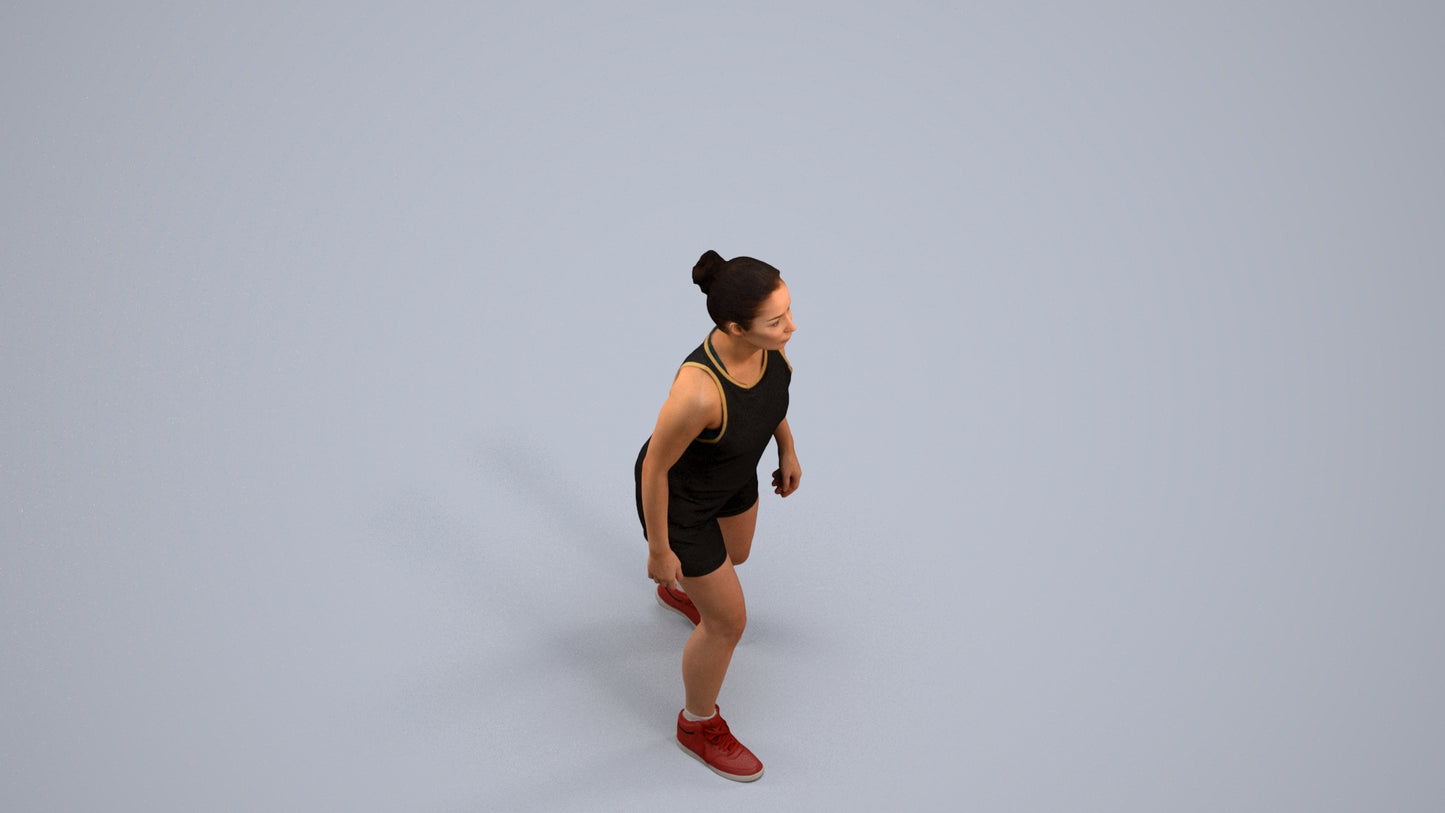 3D people model woman sport, scanned human for 3ds Max rendering, back view render