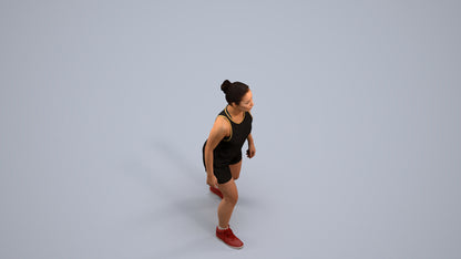 3D people model woman sport, scanned human for 3ds Max rendering, back view render