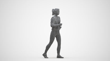 3D scanned woman sport, photorealistic archviz people for Enscape and SketchUp, three-quarter front view render