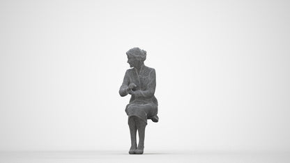 realistic 3D senior woman business, scanned archviz people for Blender and 3ds Max, wireframe back view