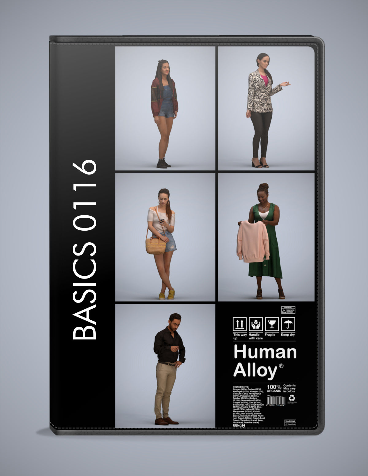 realistic 3D people standing set, 5 render-ready models for V-Ray and Corona