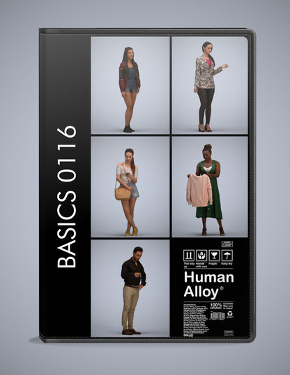 realistic 3D people standing set, 5 render-ready models for V-Ray and Corona
