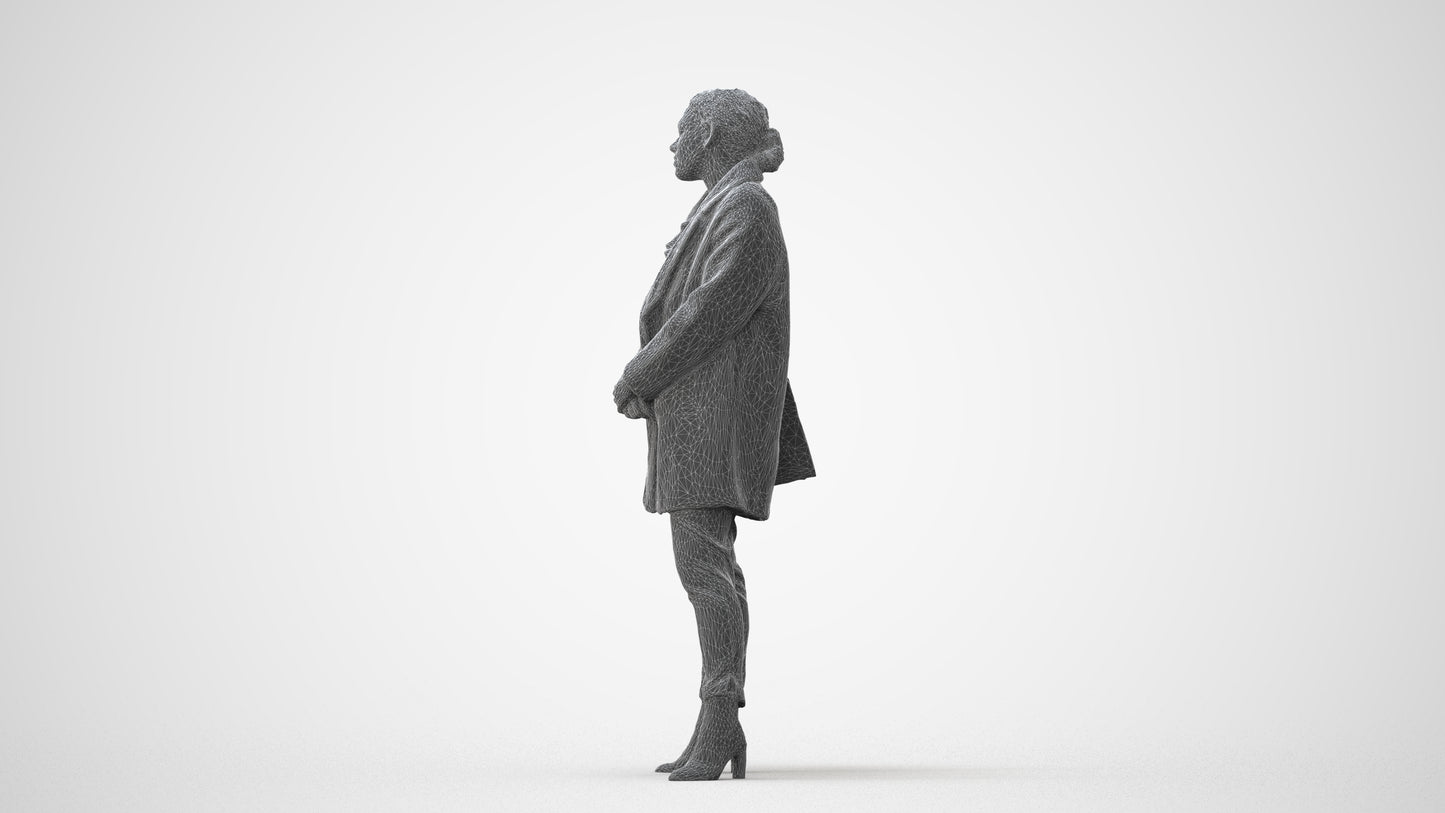 scanned 3D woman business standing, photogrammetry people for Enscape and V-Ray, square thumbnail