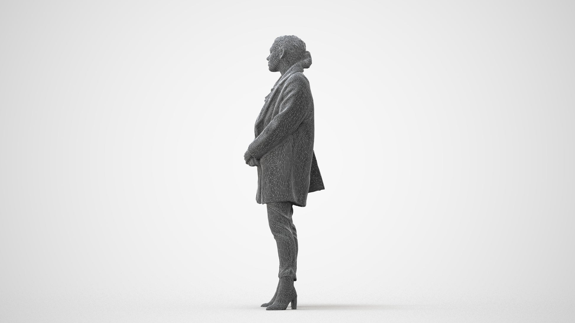 scanned 3D woman business standing, photogrammetry people for Enscape and V-Ray, square thumbnail
