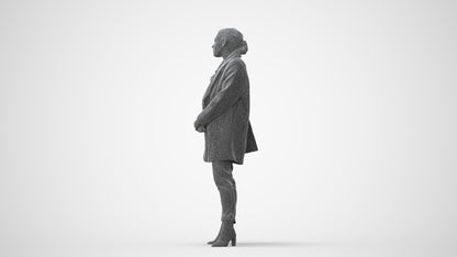 scanned 3D woman business standing, photogrammetry people for Enscape and V-Ray, square thumbnail