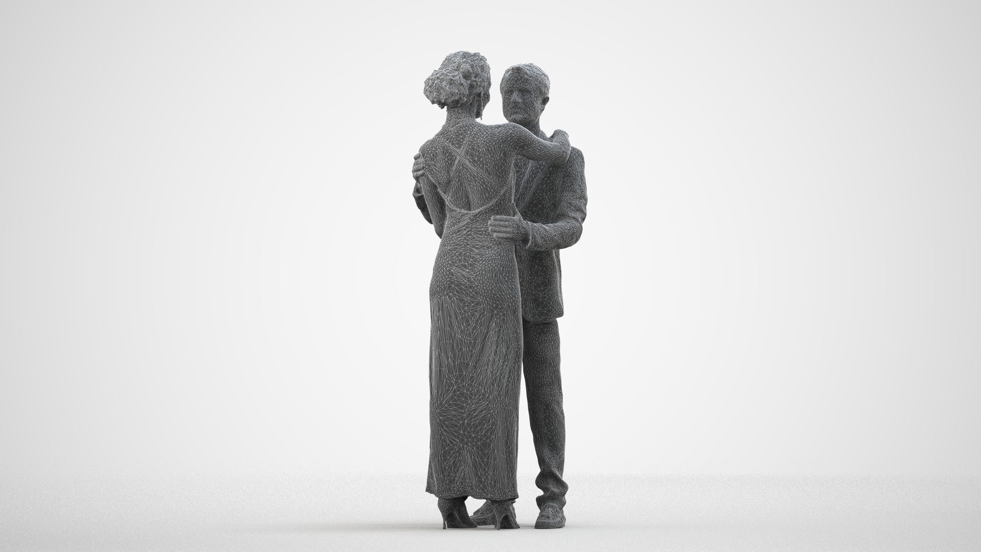 realistic 3D human woman formal dancing, archviz people FBX OBJ for Blender, wireframe side view