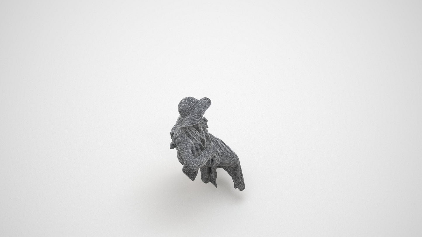 realistic 3D woman casual sitting, scanned archviz people for Blender and 3ds Max, wireframe three-quarter view