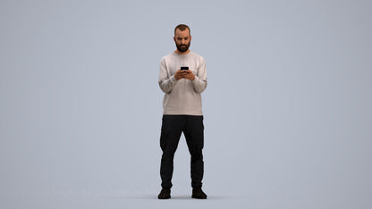 realistic 3D people man casual standing, render-ready for V-Ray and Corona, FBX OBJ, standing pose render