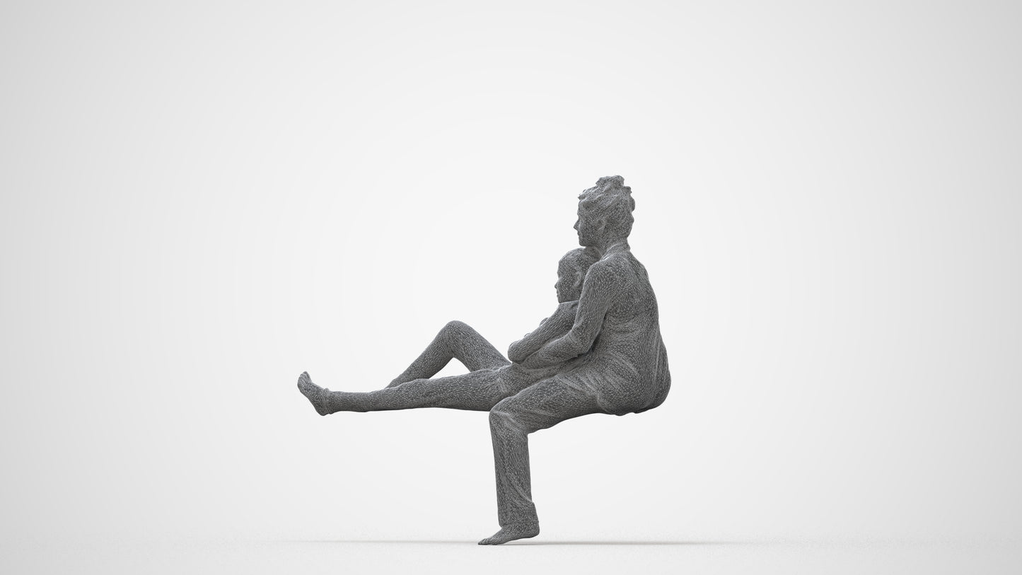 3D human model girl kids, photogrammetry scanned person for archviz, wireframe back view