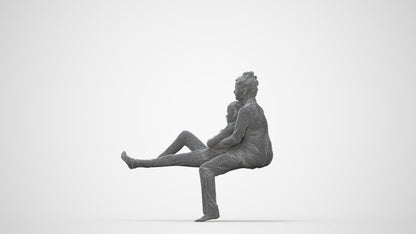 3D human model girl kids, photogrammetry scanned person for archviz, wireframe back view