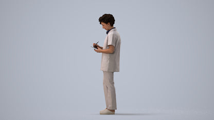 3D scanned woman medical, photorealistic archviz people for Enscape and SketchUp, three-quarter view render