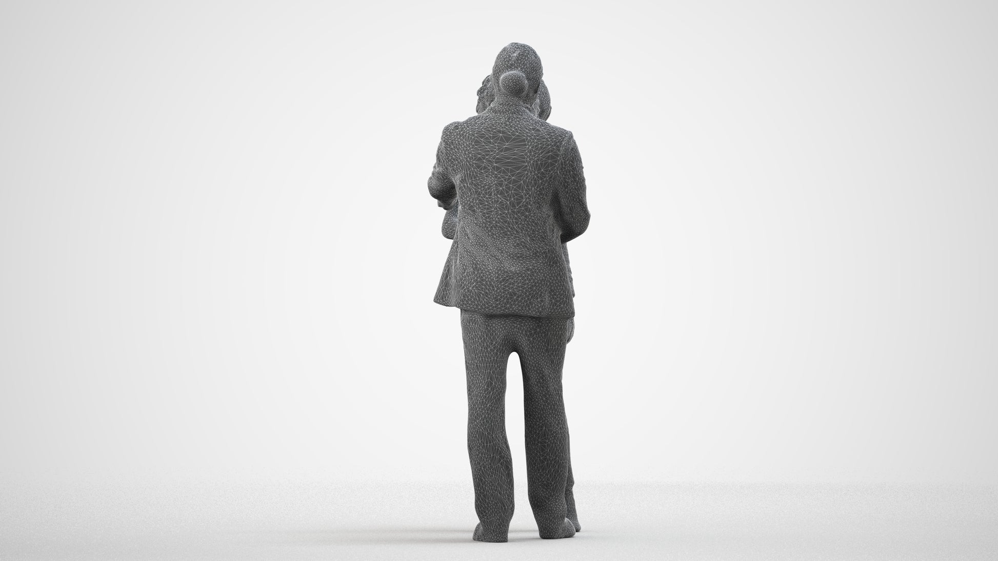 scanned 3D woman business, photogrammetry people for Enscape and V-Ray, wireframe side view