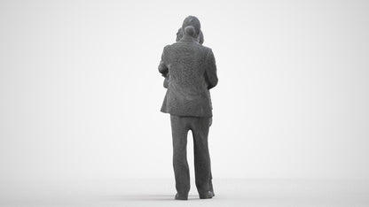 scanned 3D woman business, photogrammetry people for Enscape and V-Ray, wireframe side view