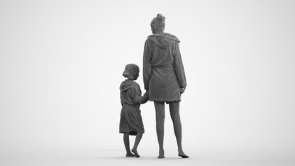 realistic 3D human girl casual kids, archviz people FBX OBJ for Blender, wireframe front view