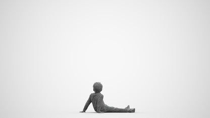 realistic 3D boy casual kids, scanned archviz people for Blender and 3ds Max, wireframe front view