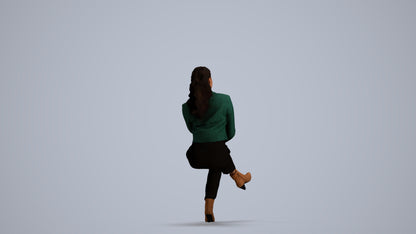 realistic 3D human woman business sitting, archviz people FBX OBJ for Blender, front view render