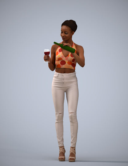 realistic 3D woman casual standing, scanned archviz people for Blender and 3ds Max