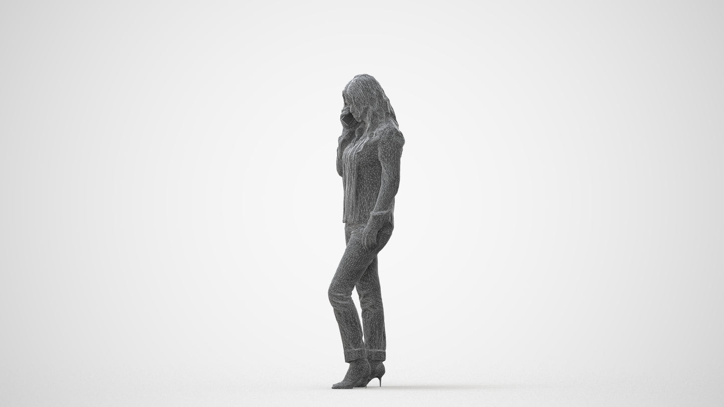 realistic 3D people woman casual walking, render-ready for V-Ray and Corona, FBX OBJ, square thumbnail