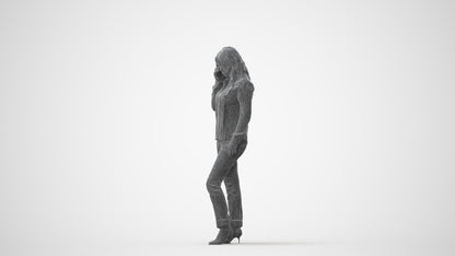 realistic 3D people woman casual walking, render-ready for V-Ray and Corona, FBX OBJ, square thumbnail