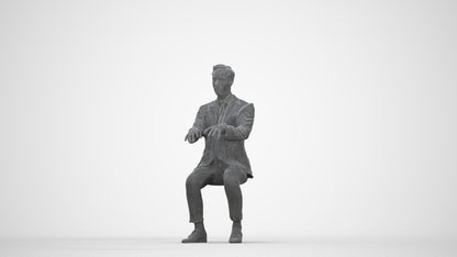realistic 3D man formal business, scanned archviz people for Blender and 3ds Max, wireframe back view