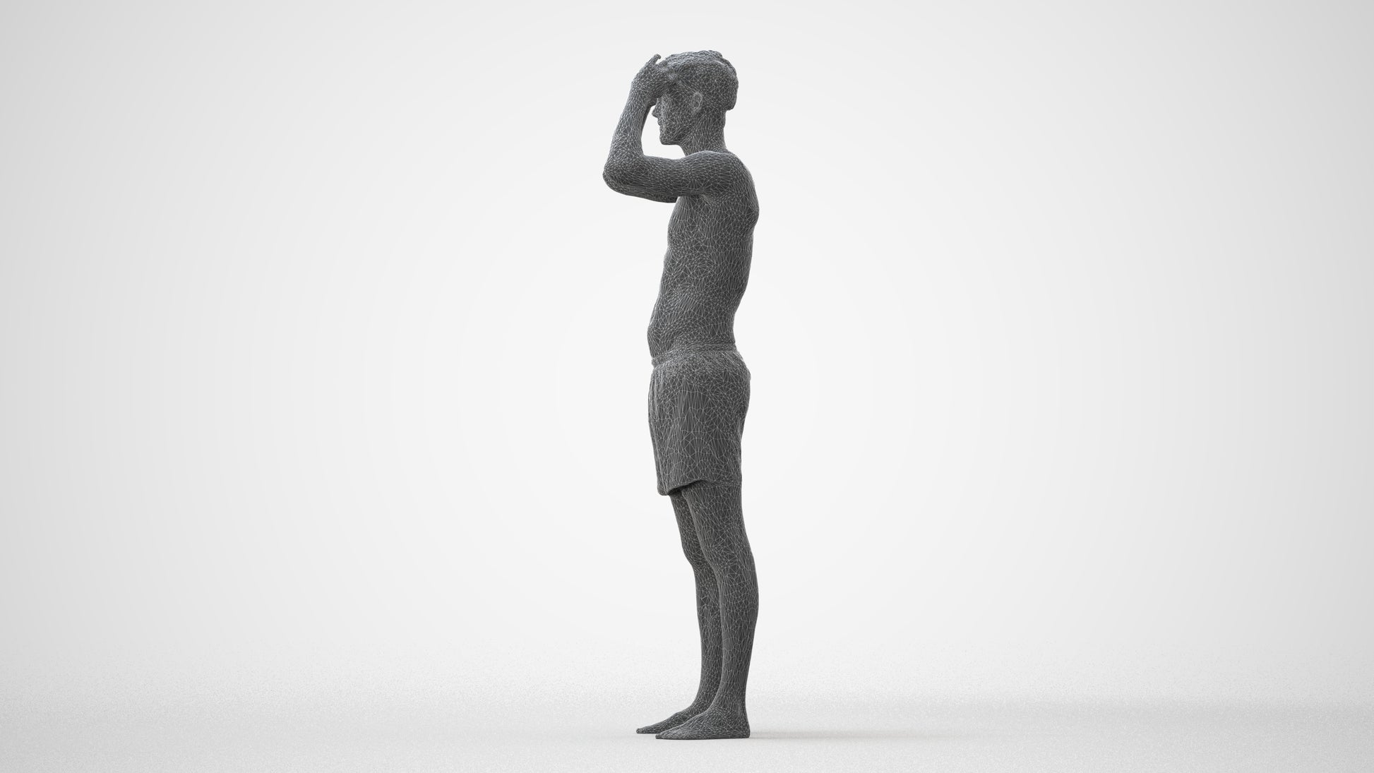 realistic 3D human man pool, archviz people FBX OBJ for Blender, square thumbnail