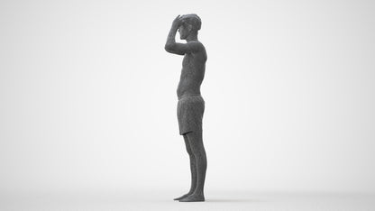 realistic 3D human man pool, archviz people FBX OBJ for Blender, square thumbnail