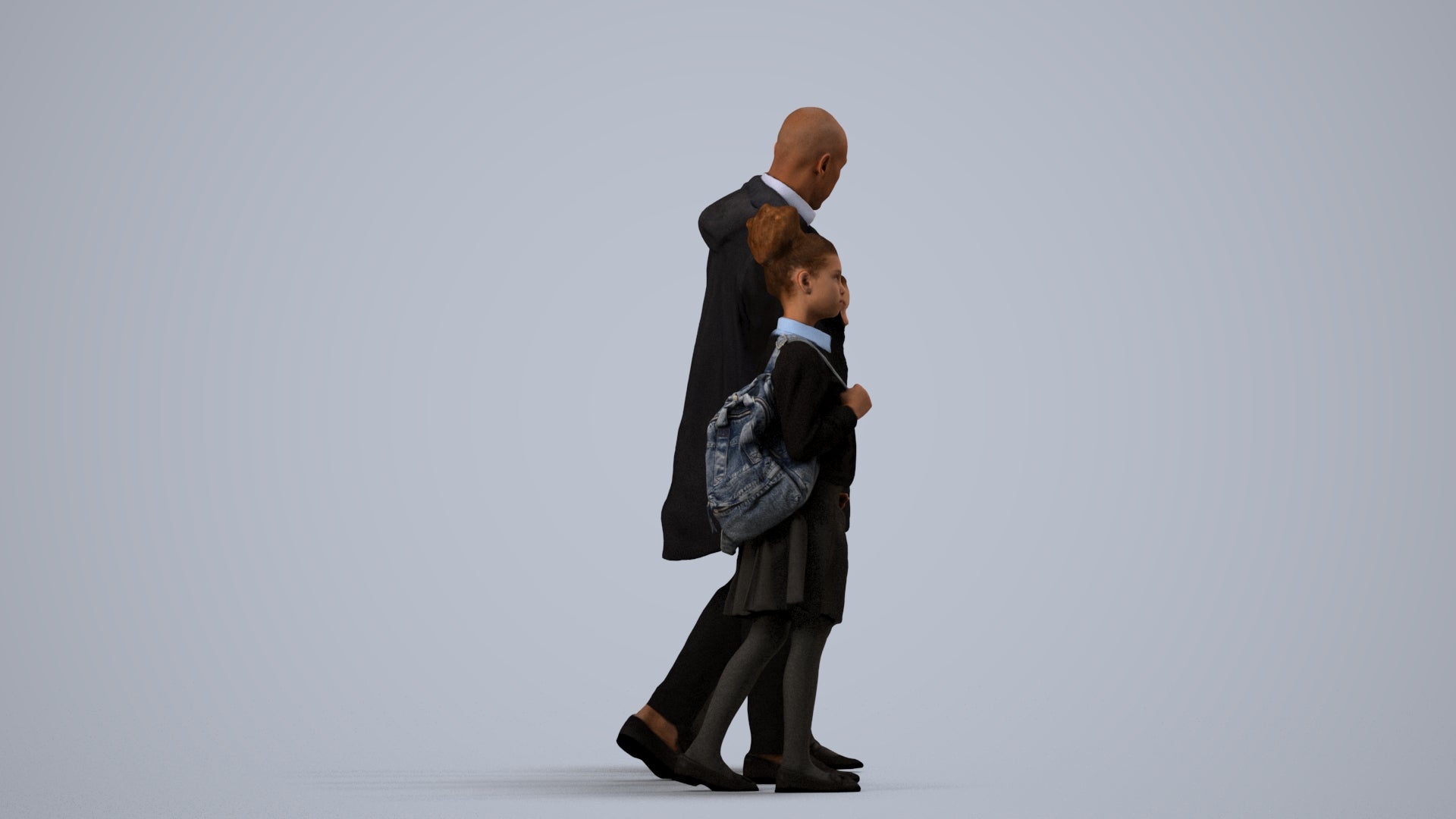 photogrammetry 3D girl kids, realistic human model archviz FBX, side view render