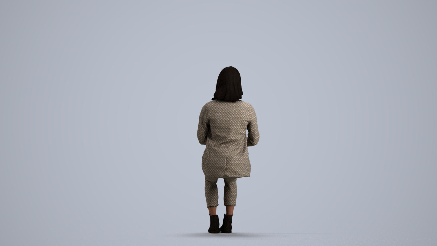scanned 3D woman business, photogrammetry people for Enscape and V-Ray, front view render