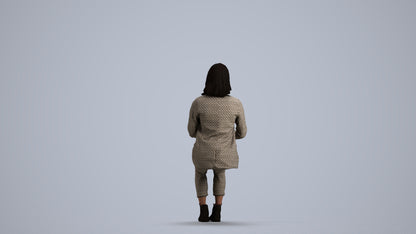 scanned 3D woman business, photogrammetry people for Enscape and V-Ray, front view render