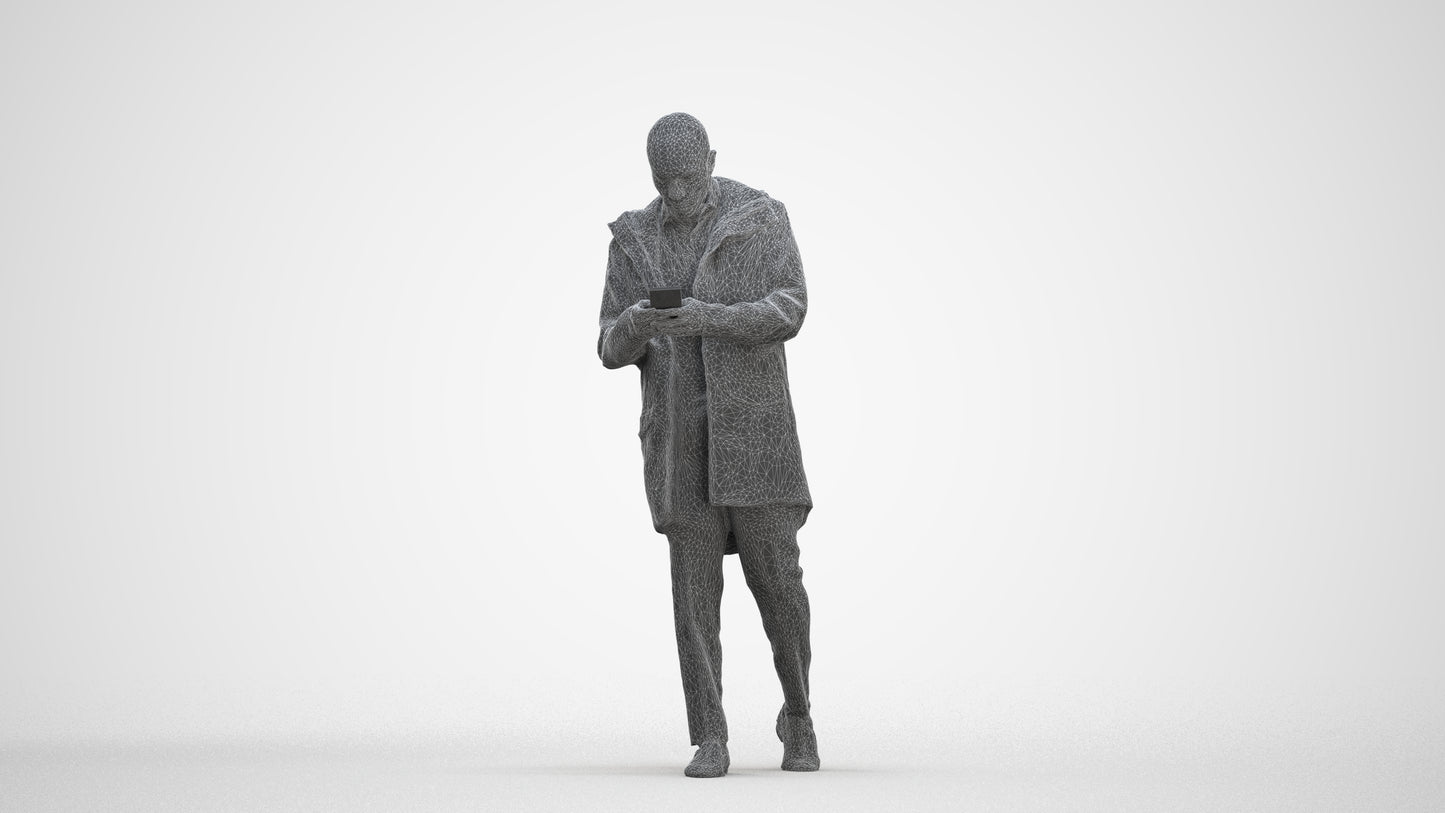 3D people model man business, scanned human for 3ds Max rendering, three-quarter front view render