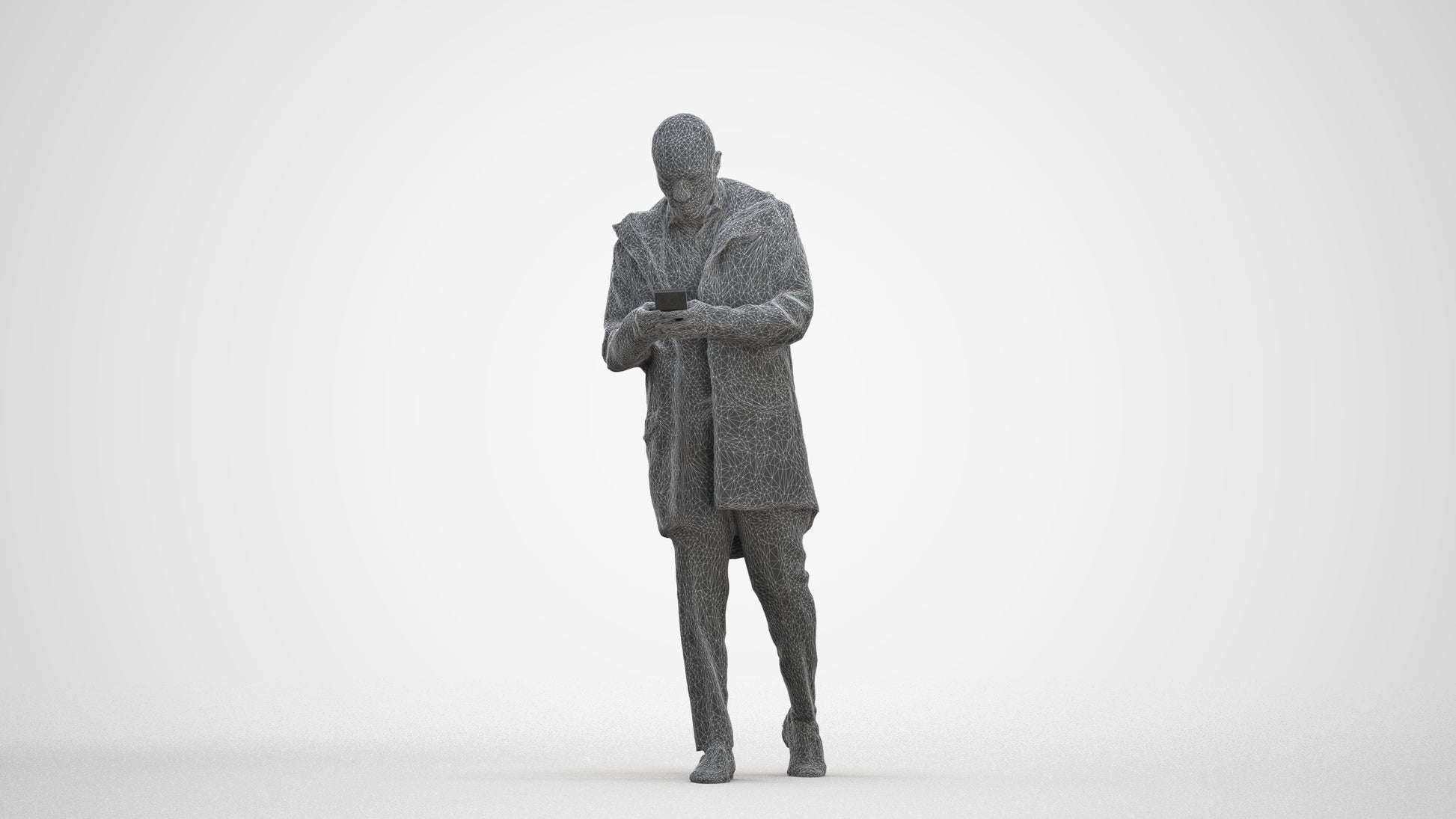 3D people model man business, scanned human for 3ds Max rendering, three-quarter front view render