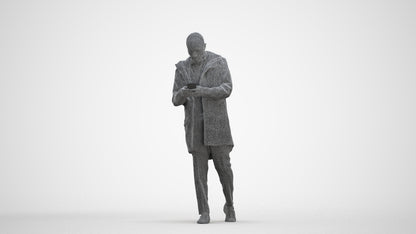 3D people model man business, scanned human for 3ds Max rendering, three-quarter front view render