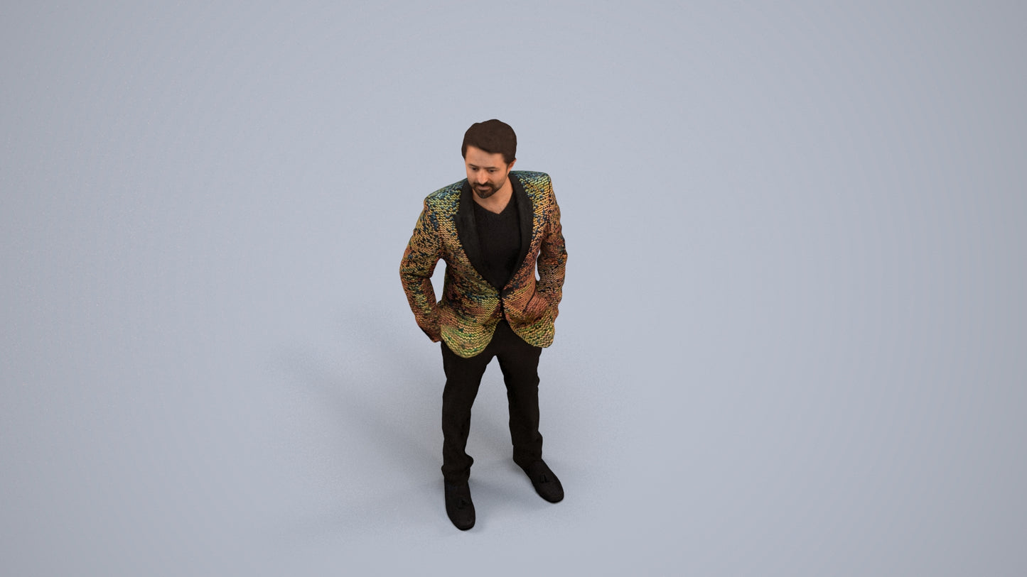photogrammetry 3D man formal formalaffairs, realistic human model archviz FBX, back view render