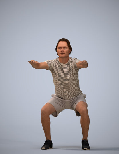 3D people model man casual sport, scanned human for 3ds Max rendering