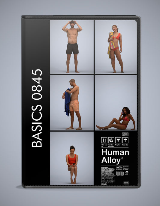 5x realistic 3D people pool pack, scanned archviz collection for Blender and 3ds Max