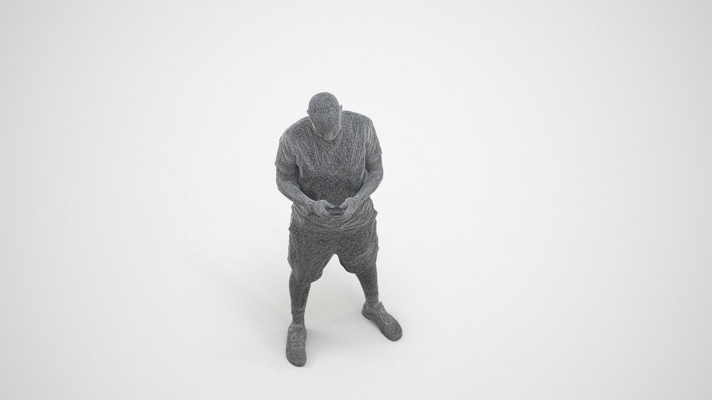 realistic 3D human man sport, archviz people FBX OBJ for Blender, wireframe three-quarter view