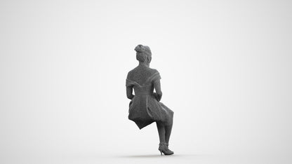 3D human model woman formal, photogrammetry scanned person for archviz, wireframe front view