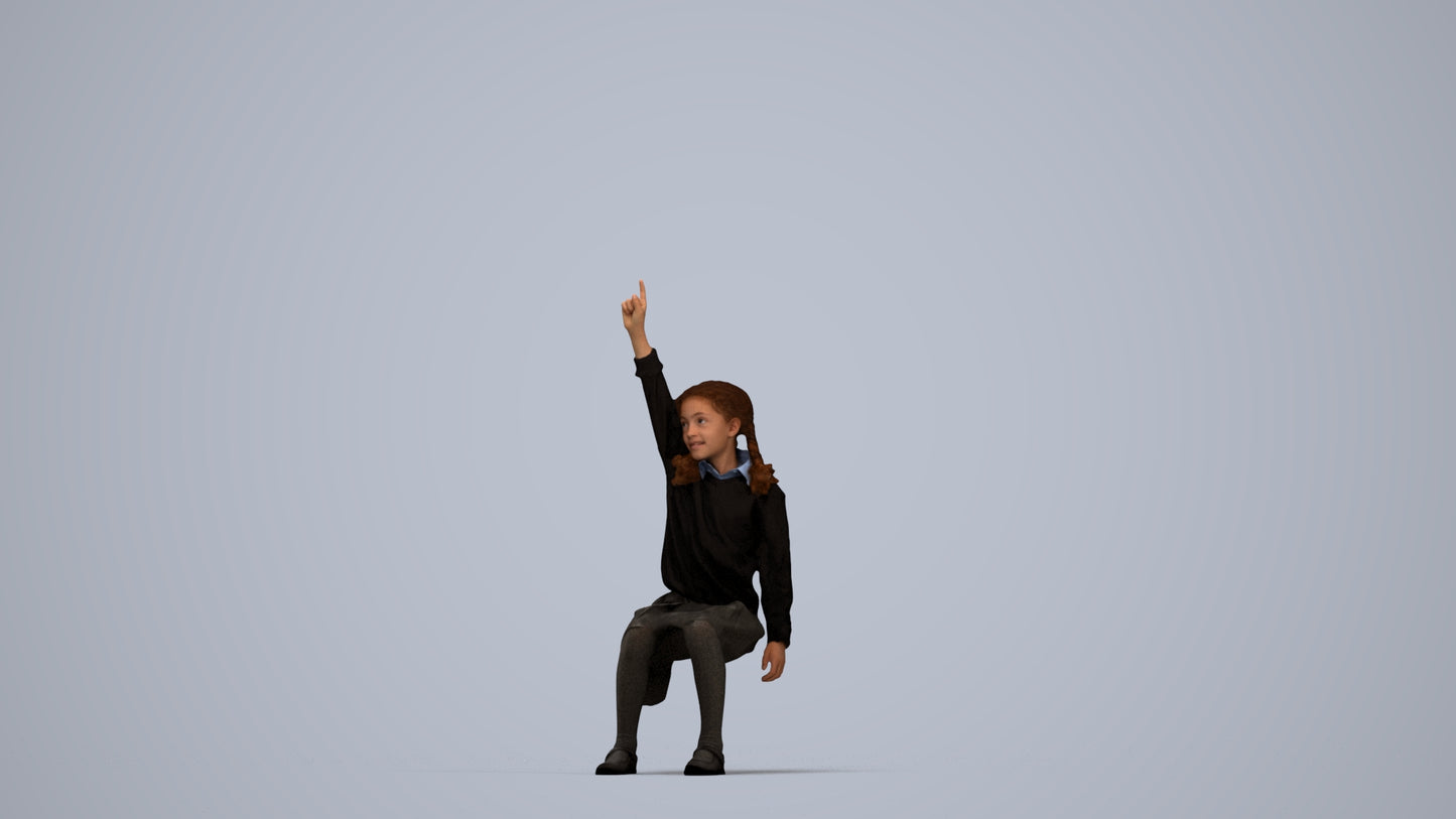 photogrammetry 3D girl kids, realistic human model archviz FBX, top-down view render