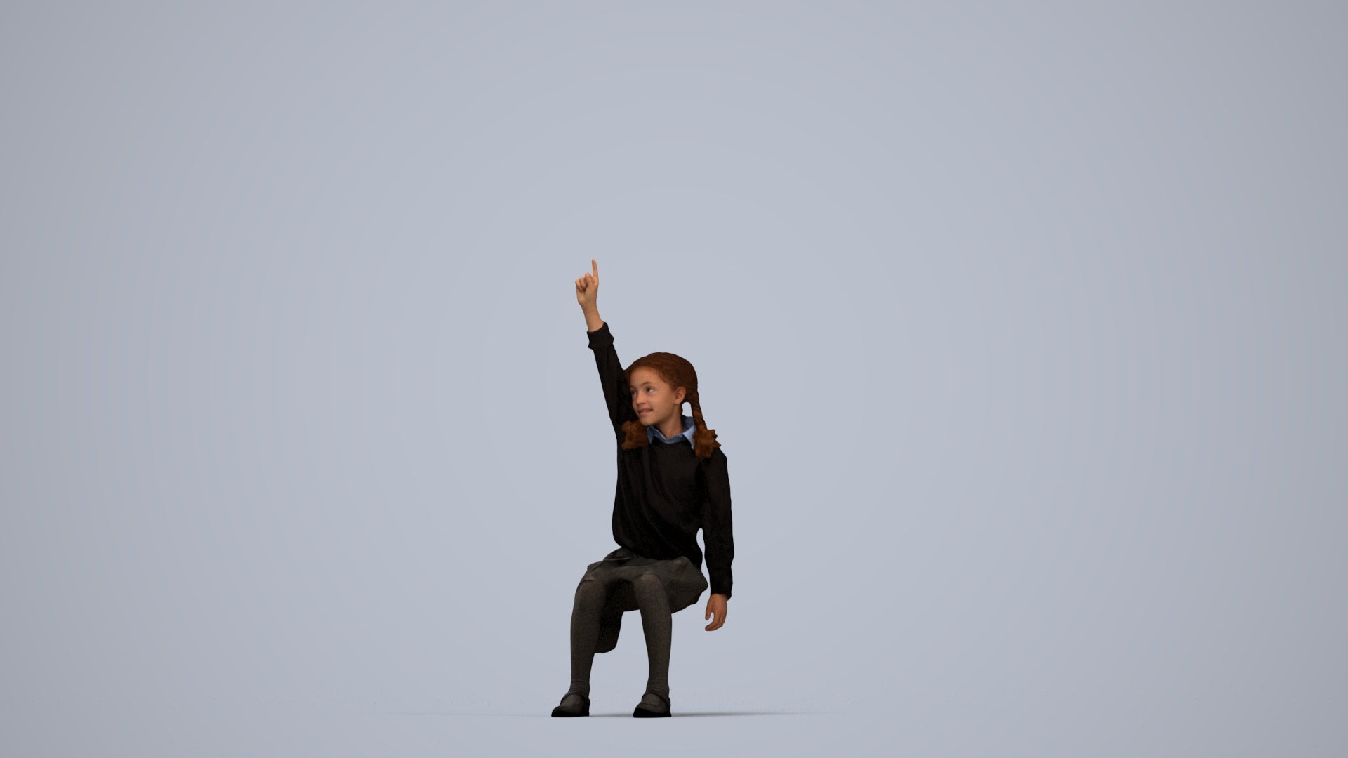 photogrammetry 3D girl kids, realistic human model archviz FBX, top-down view render