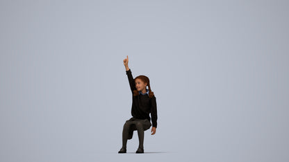 photogrammetry 3D girl kids, realistic human model archviz FBX, top-down view render